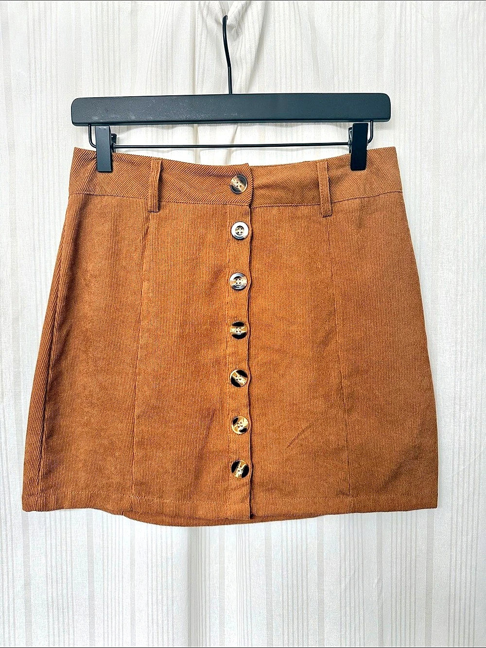 🌈5/$25 BUNDLE! SHEIN Button Down Camel Brown Corduroy Mini Skirt